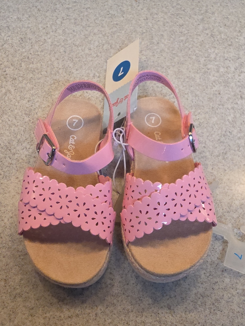 Cat & Jack Pink Floral Cutout Buckle Sandals - Girls